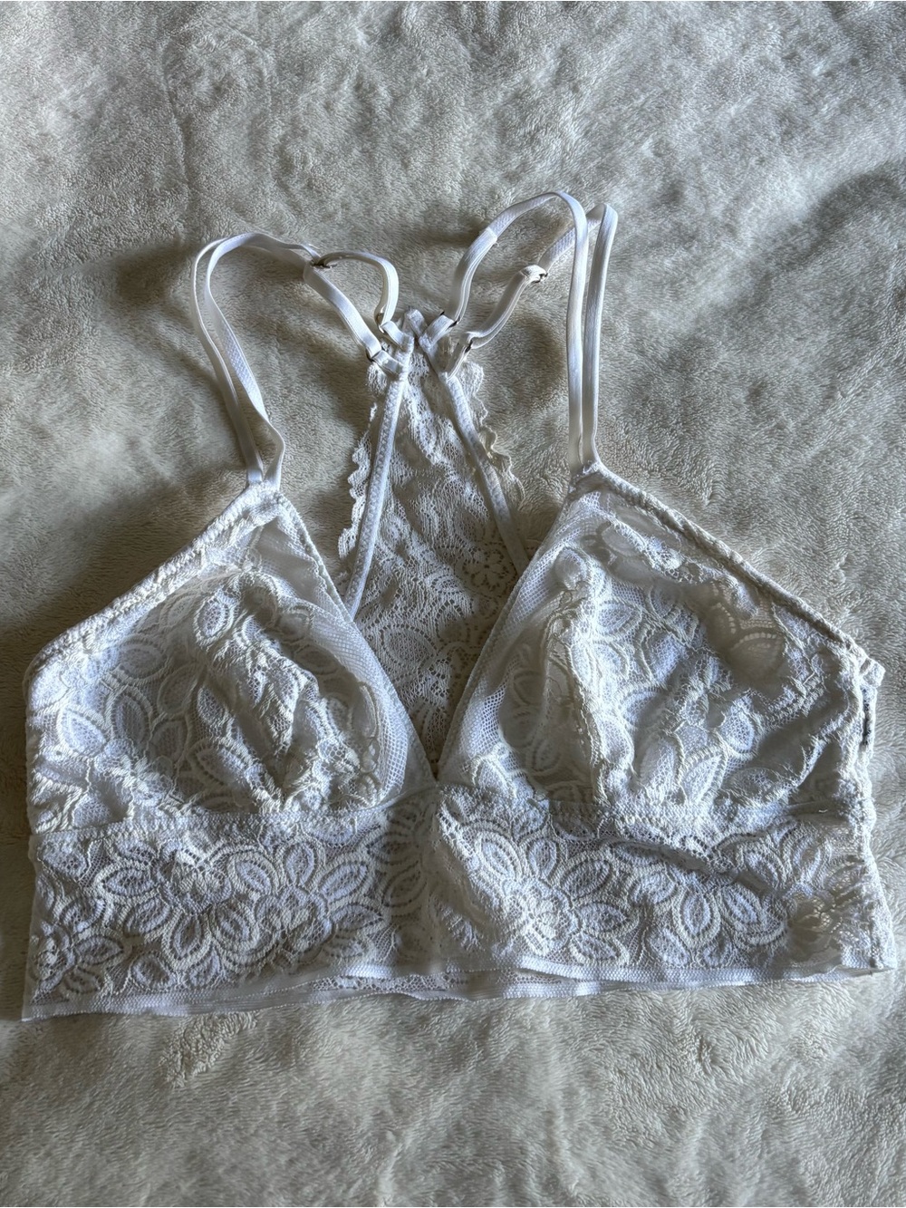 aerie White Lace Racerback Bralette